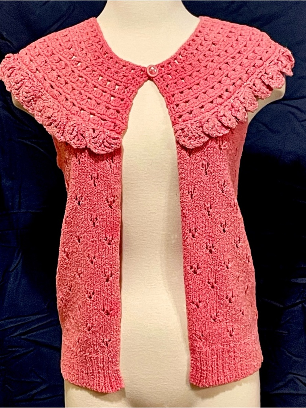 Women’s Coral Crochet-Trim Open Front Sweater Shrug